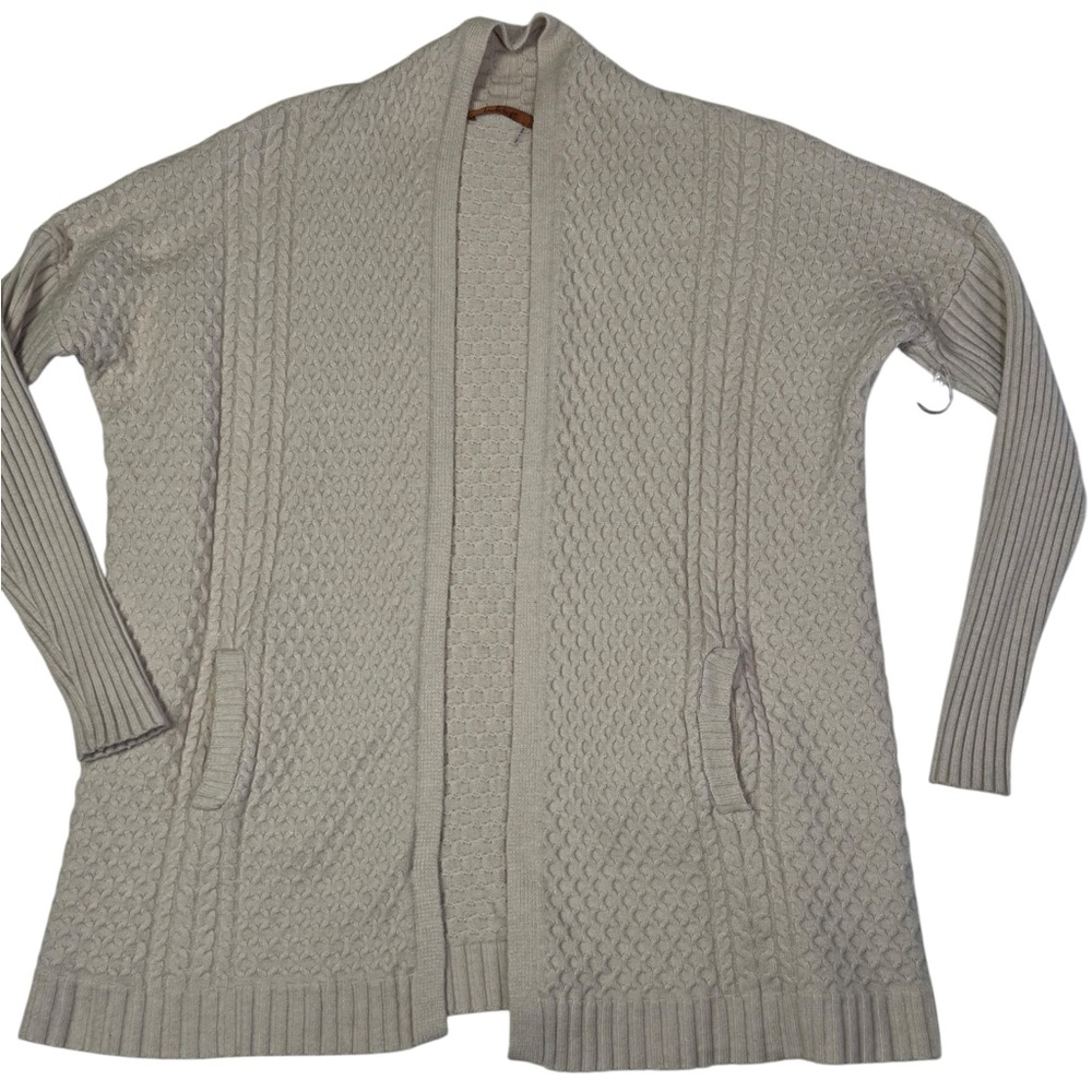 Belldini‎ Beige Cable Knit Open Front Cardigan Sweater L
